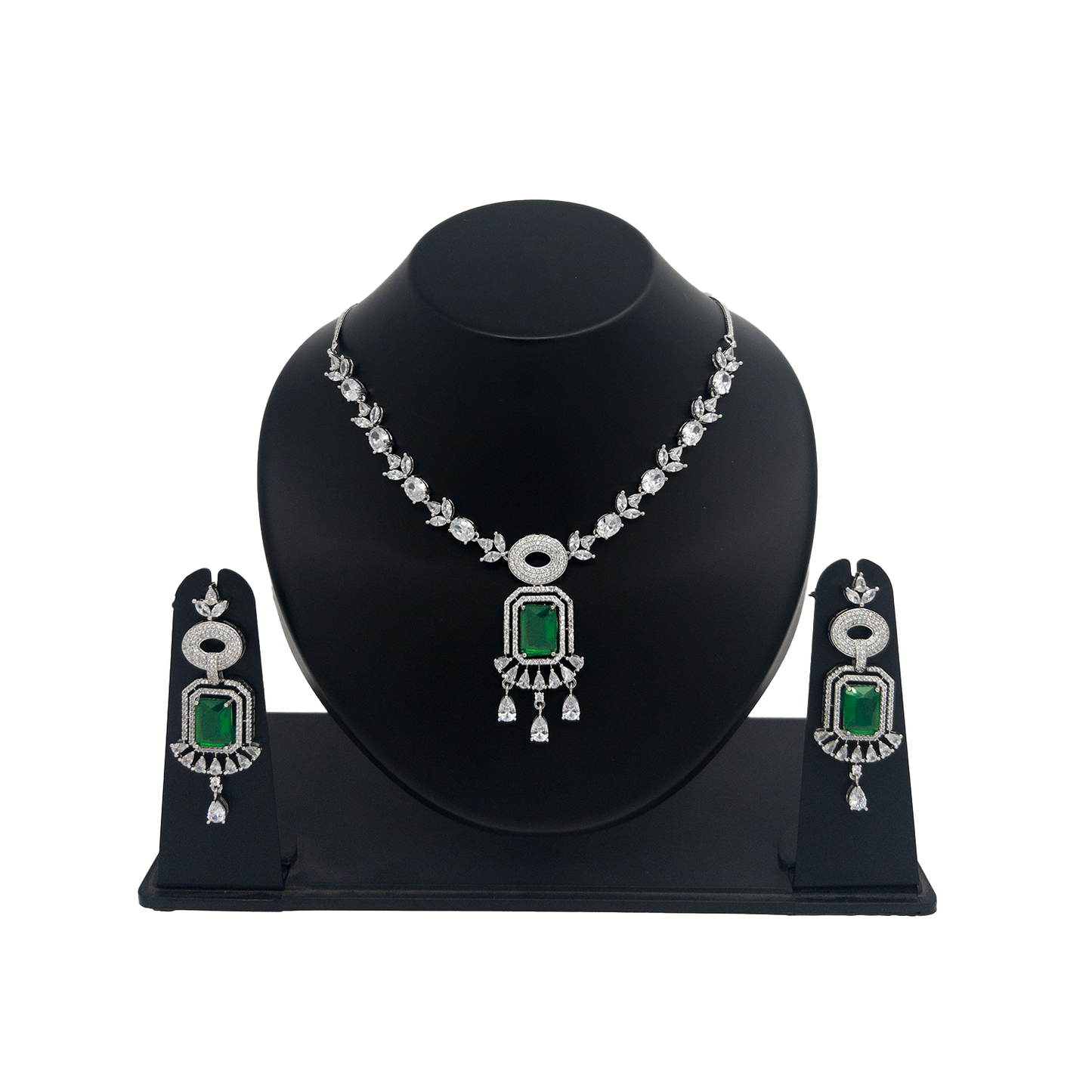 Shyneva Rose Gold Plated Handcrafted Zircon Stone Necklace Set for Women | Premium Artificial Jewellery | Rhodium Plated Silver Jewellery | Rhodium Plated Silver AD Jewellery