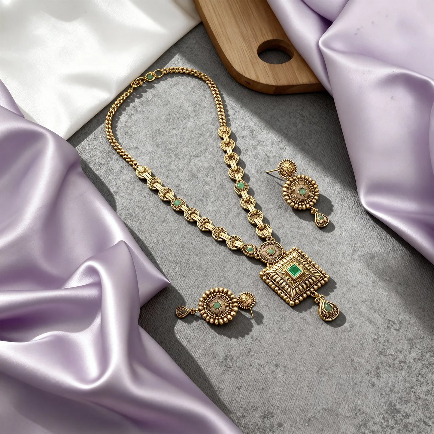 Elegant Gold-Plated Long Necklace Set 7