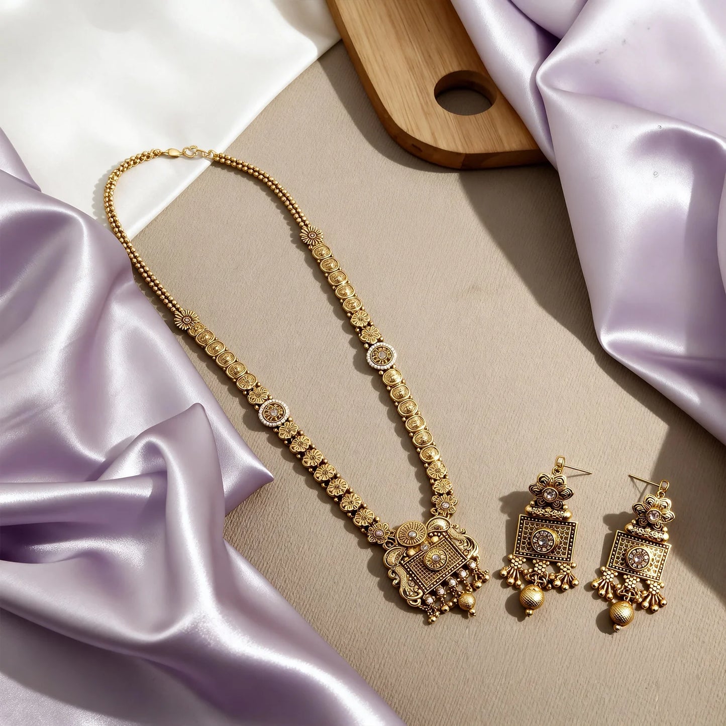 Elegant Gold-Plated Long Necklace Set 12