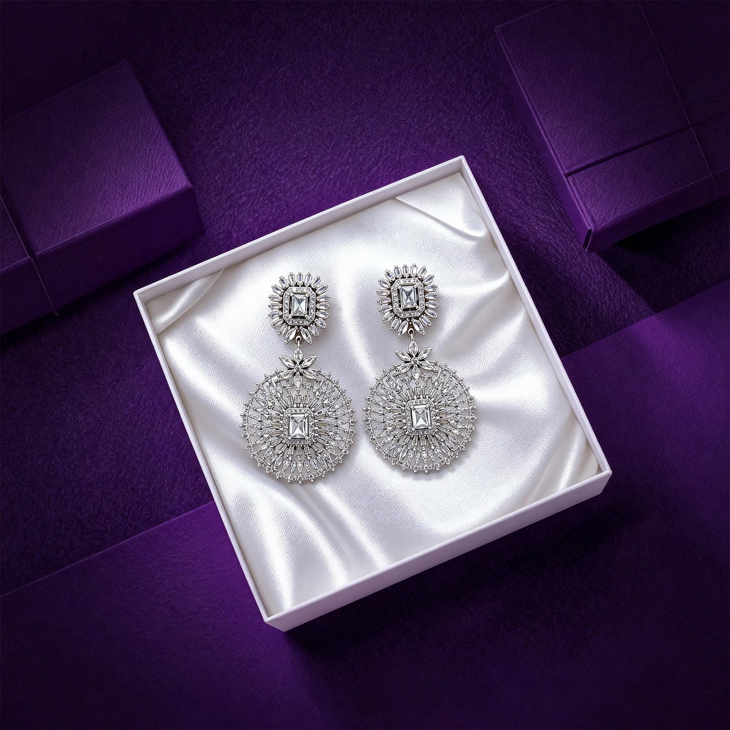 Shyneva Rhodium Plated AD Stone Earrings for Women | Elegant Silver Jewellery 40