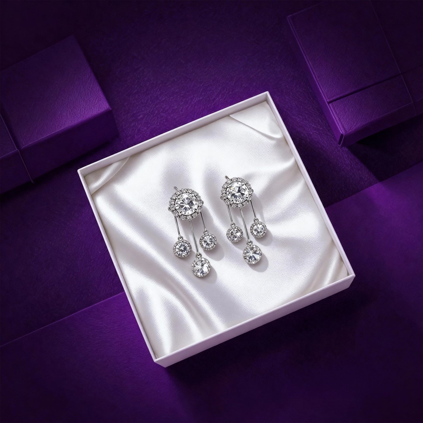 Shyneva Rhodium Plated AD Stone Earrings for Women | Elegant Silver Jewellery 22