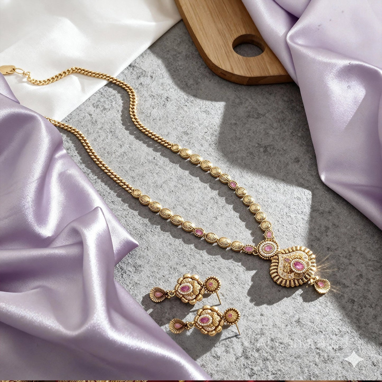 Elegant Gold-Plated Long Necklace Set 4