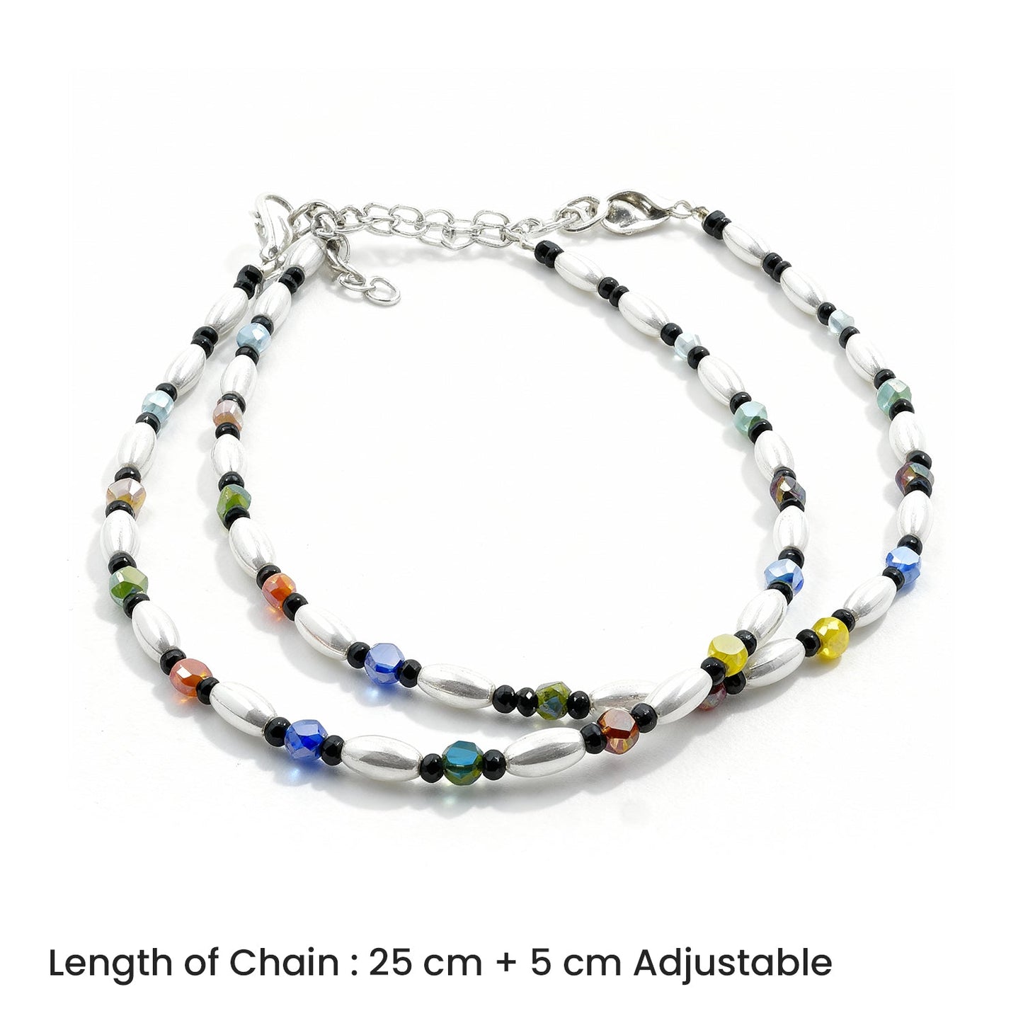 Shyneva Oxidised Silver Anklet for Women (Set of 2) | Traditional Daily Wear Payal | Antique Oxidised Silver-Plated Anklet Pair for Girls & Women