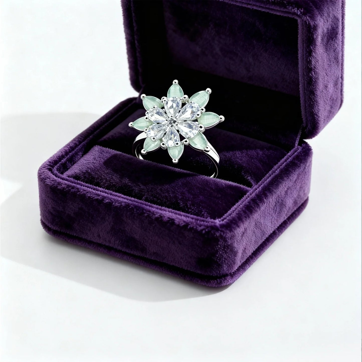 Shyneva Dewdrop Elegance Silver Ring AD stone ring | Premium Gift Ring