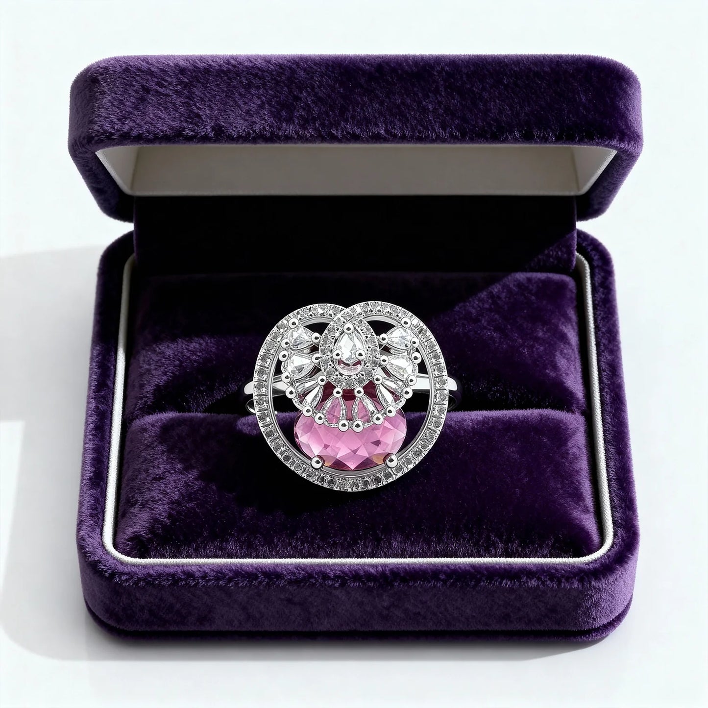 Shyneva Roselle Bloom Silver Ring rhodium plated jewellery | Premium Gift Ring