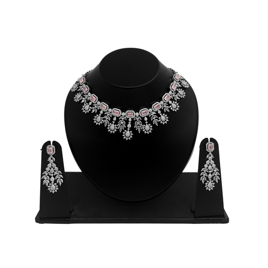 Shyneva Divine Desire AD Necklace Set | Rhodium Plated Silver Jewellery