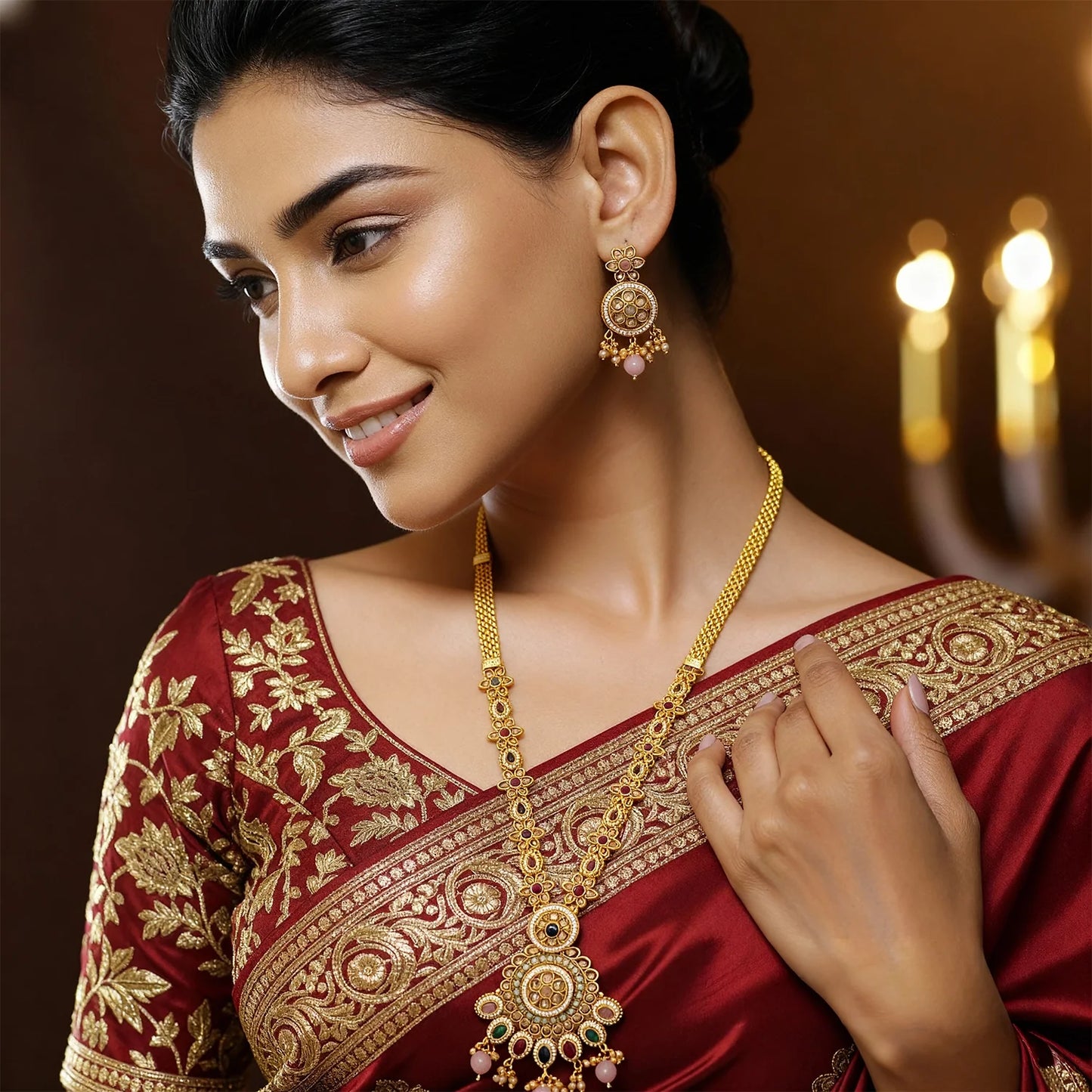 Elegant Gold-Plated Long Necklace Set 10