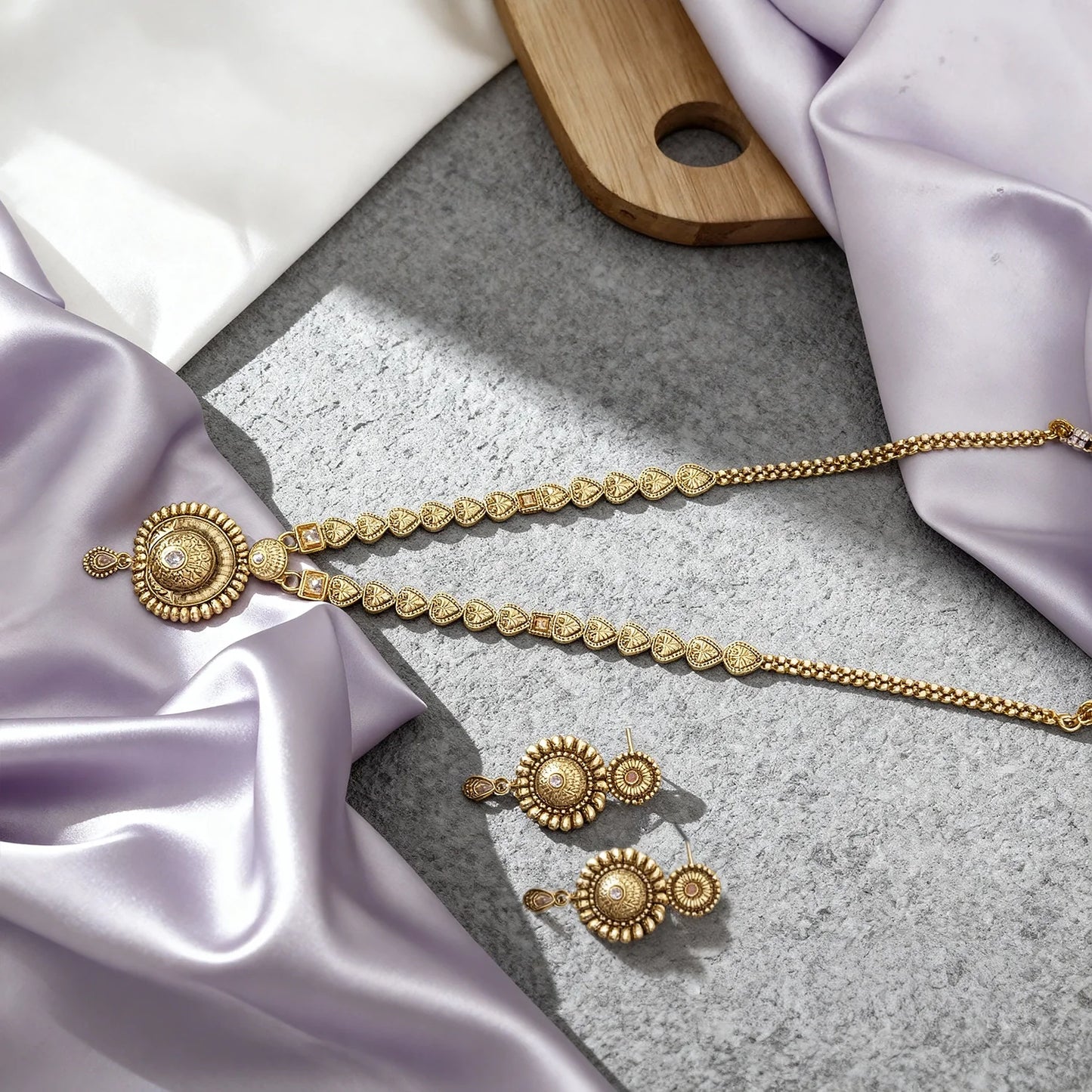 Elegant Gold-Plated Long Necklace Set 8