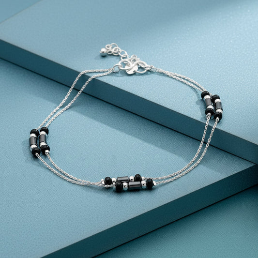 Shyneva Oxidised Silver Anklet for Women (Set of 2) | Traditional Daily Wear Payal | Antique Oxidised Silver-Plated Anklet Pair for Girls & Women