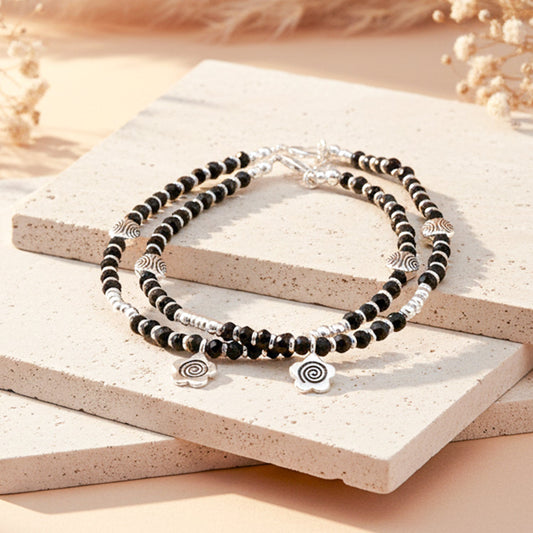 Shyneva Oxidised Silver Anklet for Women (Set of 2) | Traditional Daily Wear Payal | Antique Oxidised Silver-Plated Anklet Pair for Girls & Women