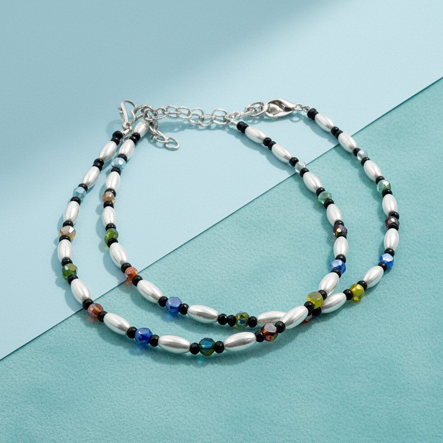 Shyneva Oxidised Silver Anklet for Women (Set of 2) | Traditional Daily Wear Payal | Antique Oxidised Silver-Plated Anklet Pair for Girls & Women