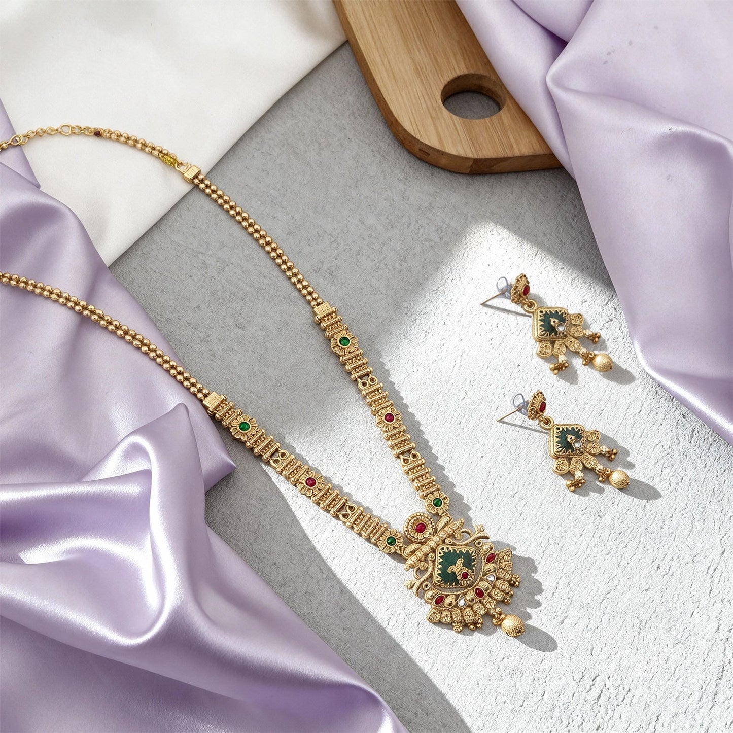 Elegant Gold-Plated Long Necklace Set 14