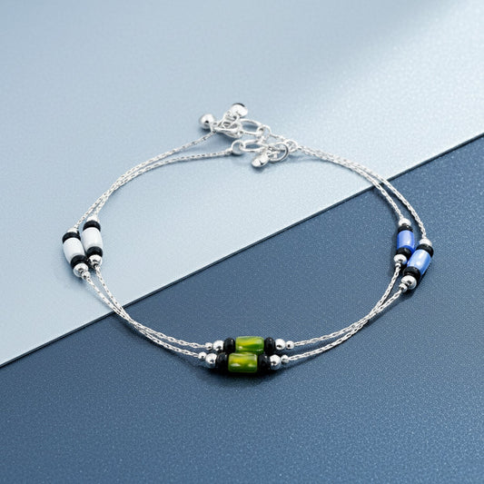 Shyneva Oxidised Silver Anklet for Women (Set of 2) | Traditional Daily Wear Payal | Antique Oxidised Silver-Plated Anklet Pair for Girls & Women