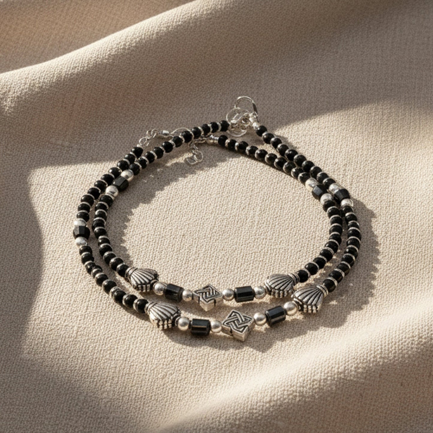 Shyneva Oxidised Silver Anklet for Women (Set of 2) | Traditional Daily Wear Payal | Antique Oxidised Silver-Plated Anklet Pair for Girls & Women