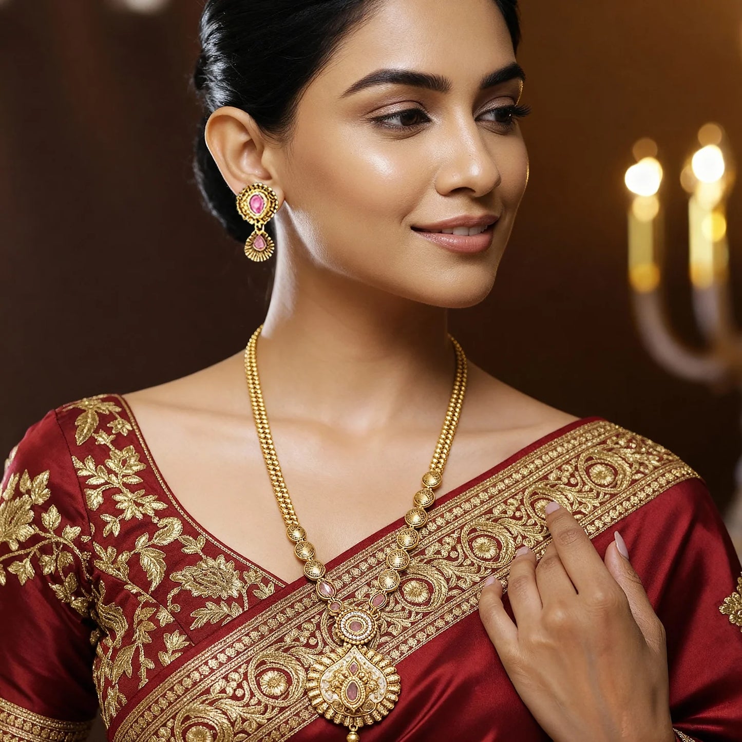 Elegant Gold-Plated Long Necklace Set 4