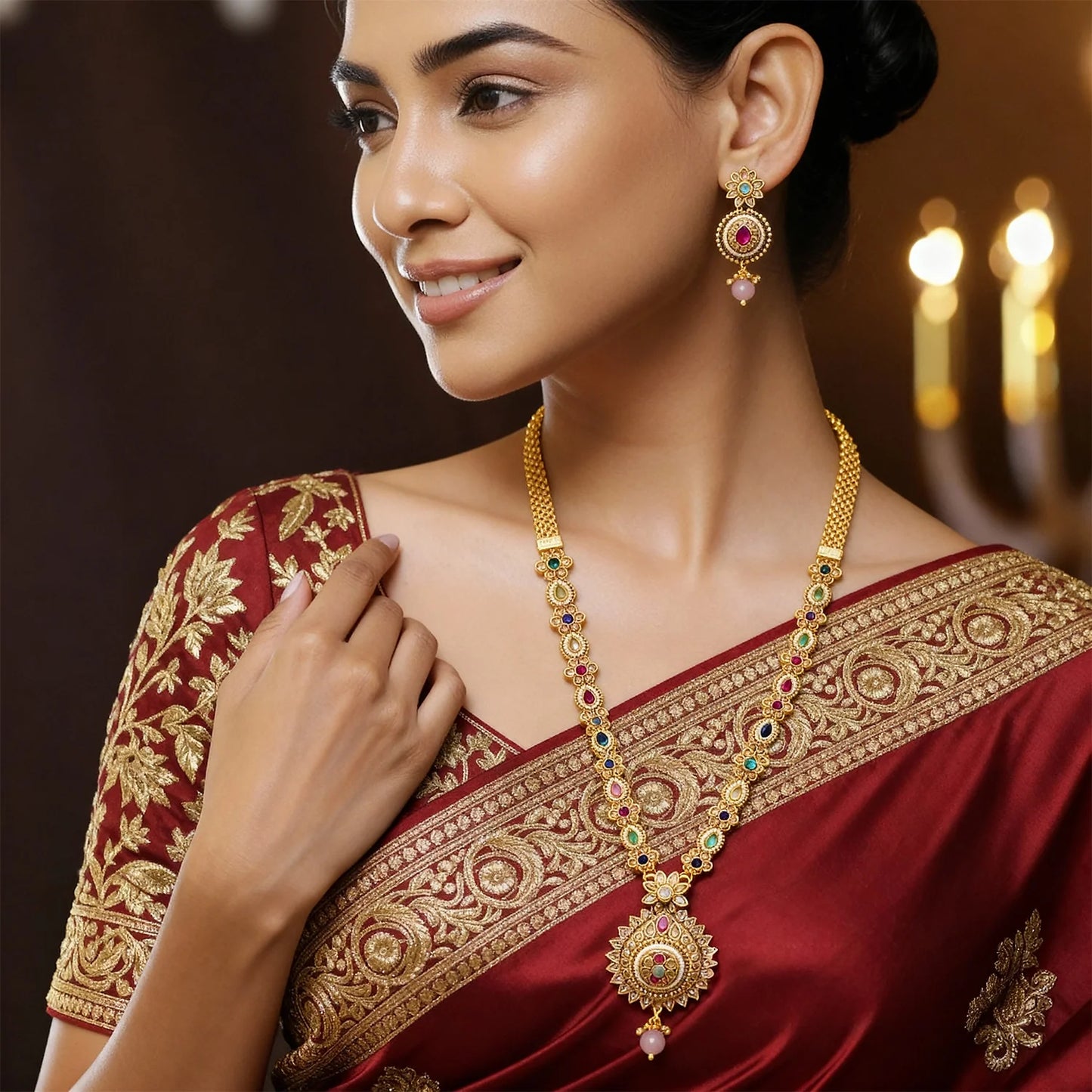Elegant Gold-Plated Long Necklace Set 3