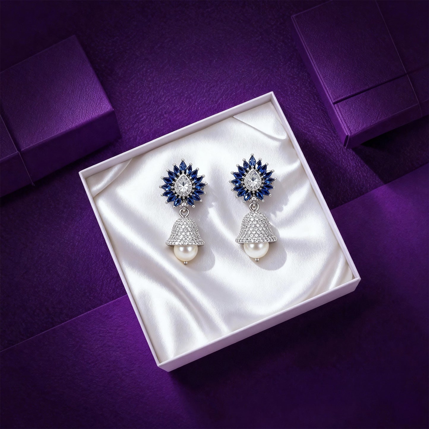 Shyneva Rhodium Plated AD Stone Earrings for Women | Elegant Silver Jewellery 12