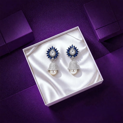 Shyneva Rhodium Plated AD Stone Earrings for Women | Elegant Silver Jewellery 12