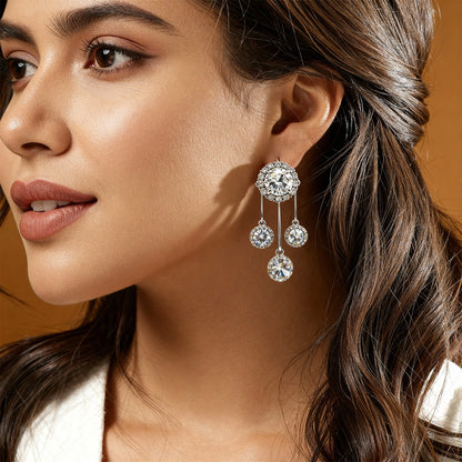 Shyneva Rhodium Plated AD Stone Earrings for Women | Elegant Silver Jewellery 22