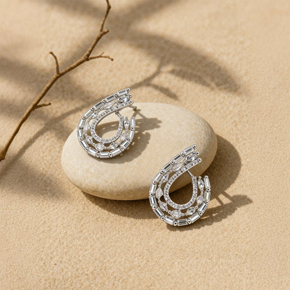 Shyneva Rhodium Plated AD Stone Earrings for Women | Elegant Silver Jewellery 45