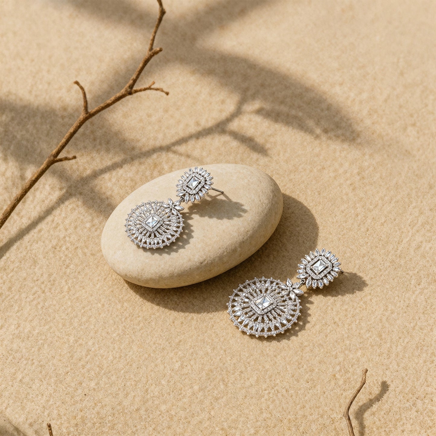 Shyneva Rhodium Plated AD Stone Earrings for Women | Elegant Silver Jewellery 40