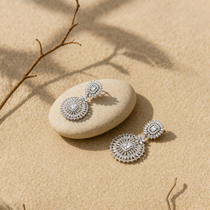 Shyneva Rhodium Plated AD Stone Earrings for Women | Elegant Silver Jewellery 40