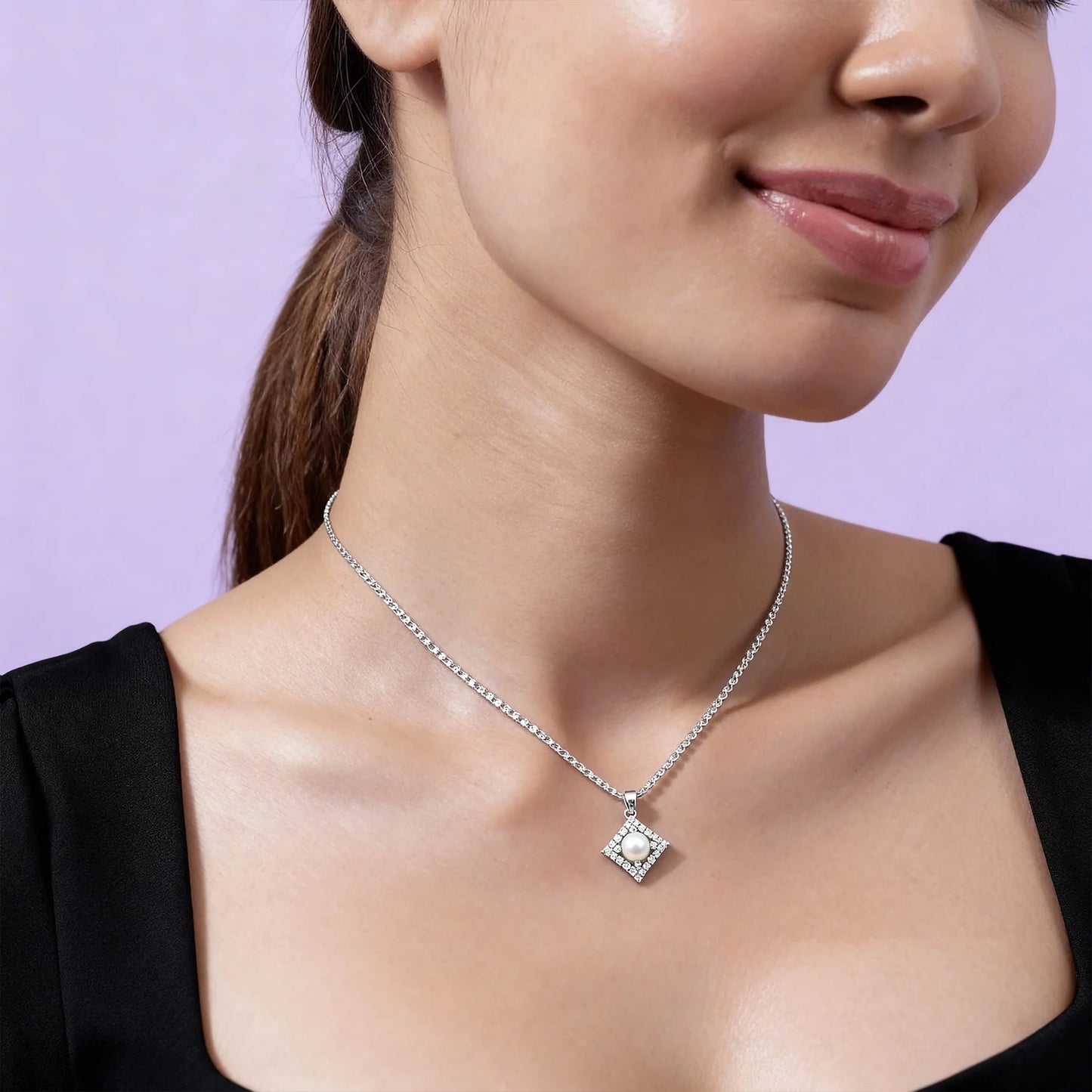 Shyneva Wave Motion Silver Pendant AD jewellery | Daily Wear Pendant