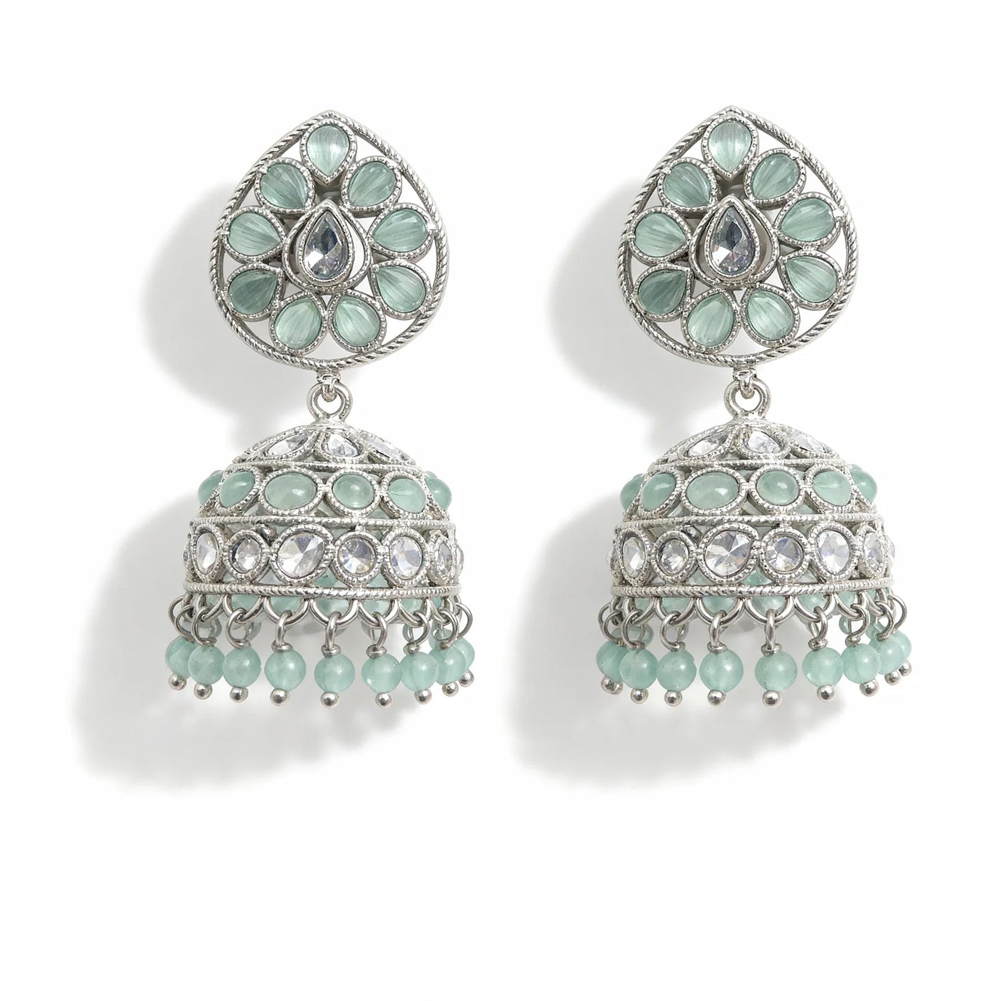 Shyneva Rhodium Plated AD Stone Earrings for Women | Elegant Silver Jewellery 30