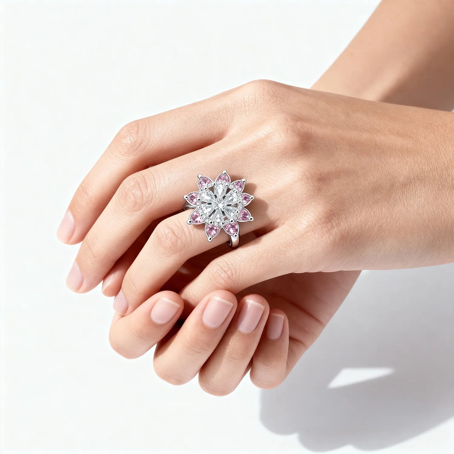 Solitaire Design Rodium Plated Silver Ring with AD Stones | Women’s Daily Wear & Party Wear Jewellery