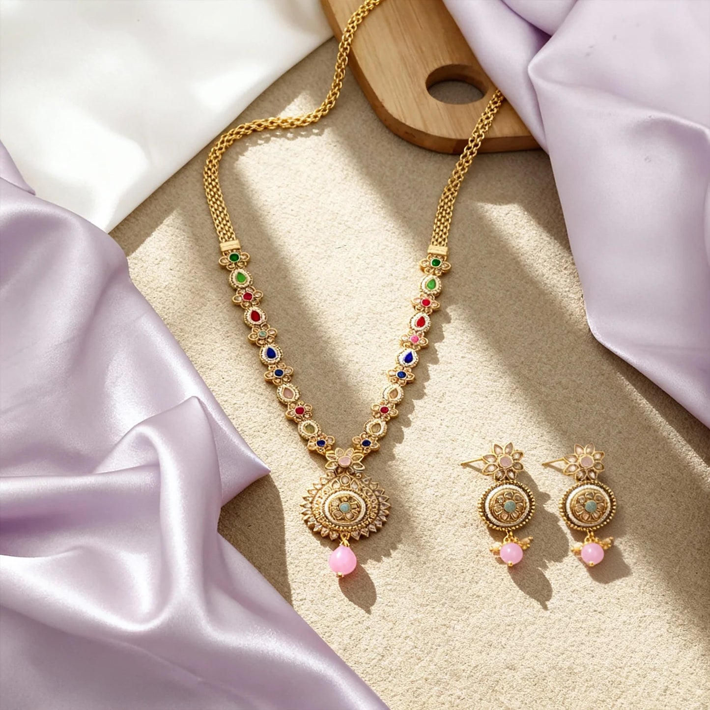 Elegant Gold-Plated Long Necklace Set 3