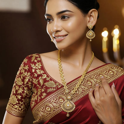 Elegant Gold-Plated Long Necklace Set 15