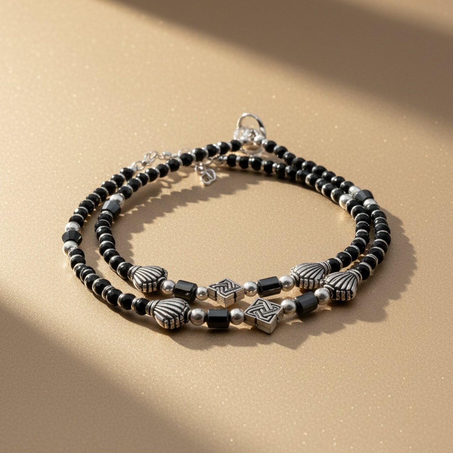 Shyneva Oxidised Silver Anklet for Women (Set of 2) | Traditional Daily Wear Payal | Antique Oxidised Silver-Plated Anklet Pair for Girls & Women