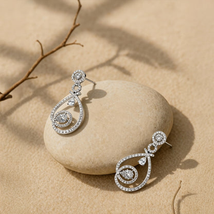 Shyneva Rhodium Plated AD Stone Earrings for Women | Elegant Silver Jewellery 1