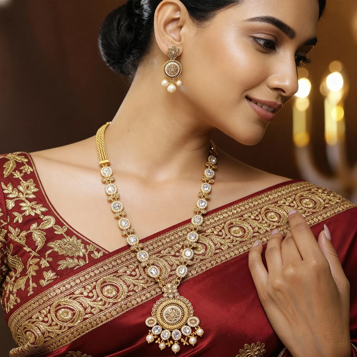 Elegant Gold-Plated Long Necklace Set 5