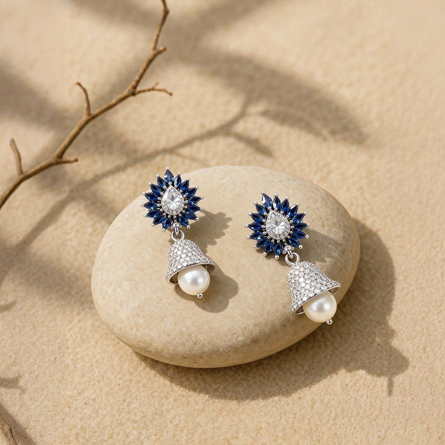 Shyneva Rhodium Plated AD Stone Earrings for Women | Elegant Silver Jewellery 12