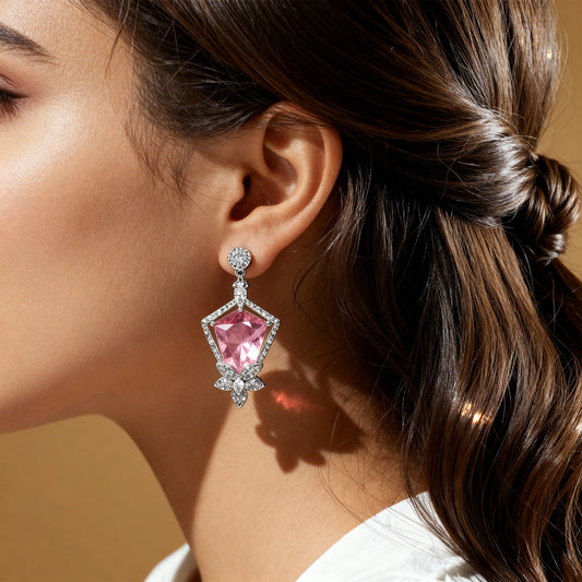 Shyneva Rhodium Plated AD Stone Earrings for Women | Elegant Silver Jewellery 17