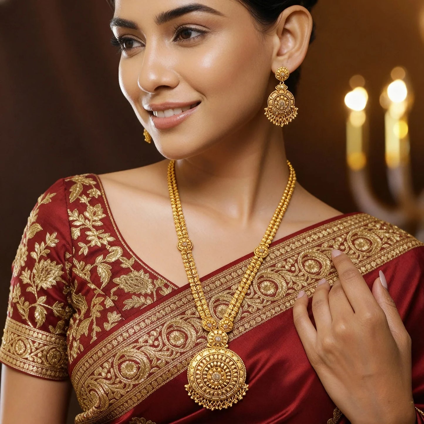 Elegant Gold-Plated Long Necklace Set 11