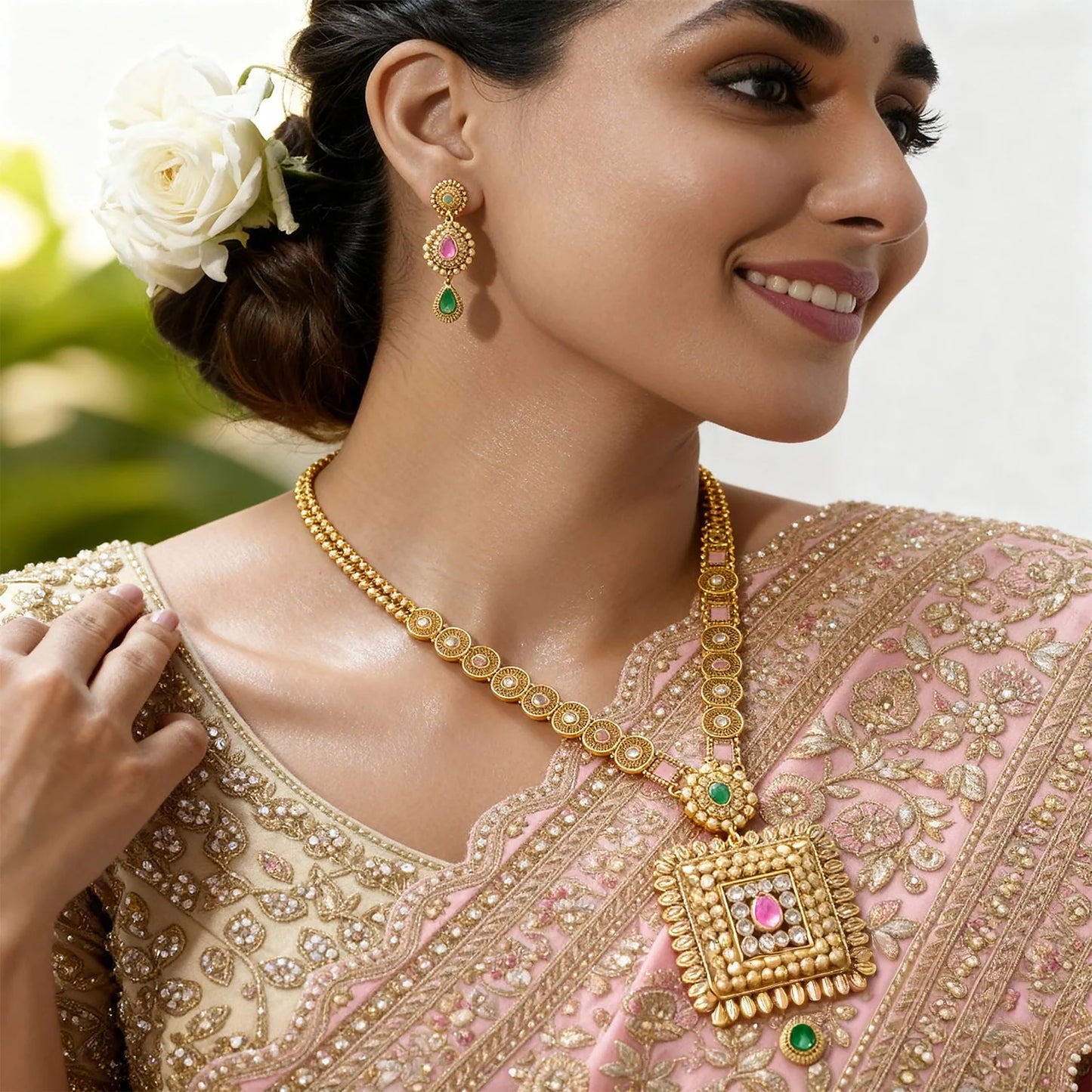 Elegant Gold-Plated Long Necklace Set 6