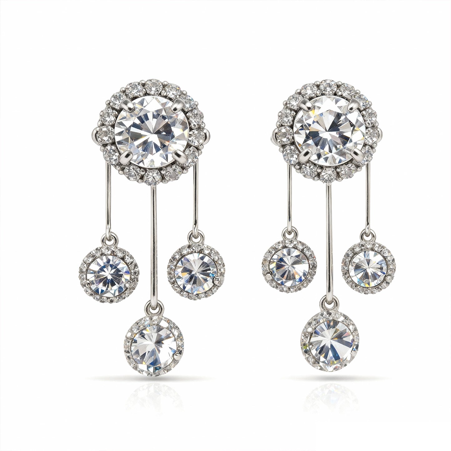 Shyneva Rhodium Plated AD Stone Earrings for Women | Elegant Silver Jewellery 22