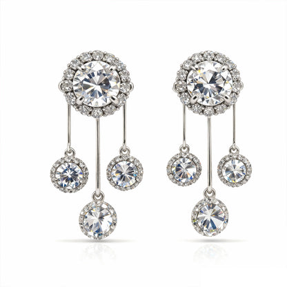 Shyneva Rhodium Plated AD Stone Earrings for Women | Elegant Silver Jewellery 22