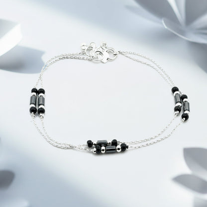 Shyneva Oxidised Silver Anklet for Women (Set of 2) | Traditional Daily Wear Payal | Antique Oxidised Silver-Plated Anklet Pair for Girls & Women