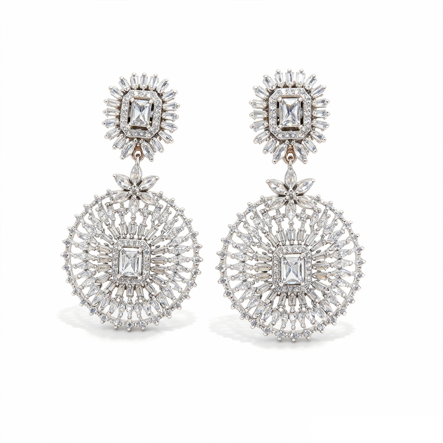 Shyneva Rhodium Plated AD Stone Earrings for Women | Elegant Silver Jewellery 40