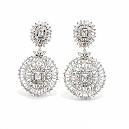 Shyneva Rhodium Plated AD Stone Earrings for Women | Elegant Silver Jewellery 40