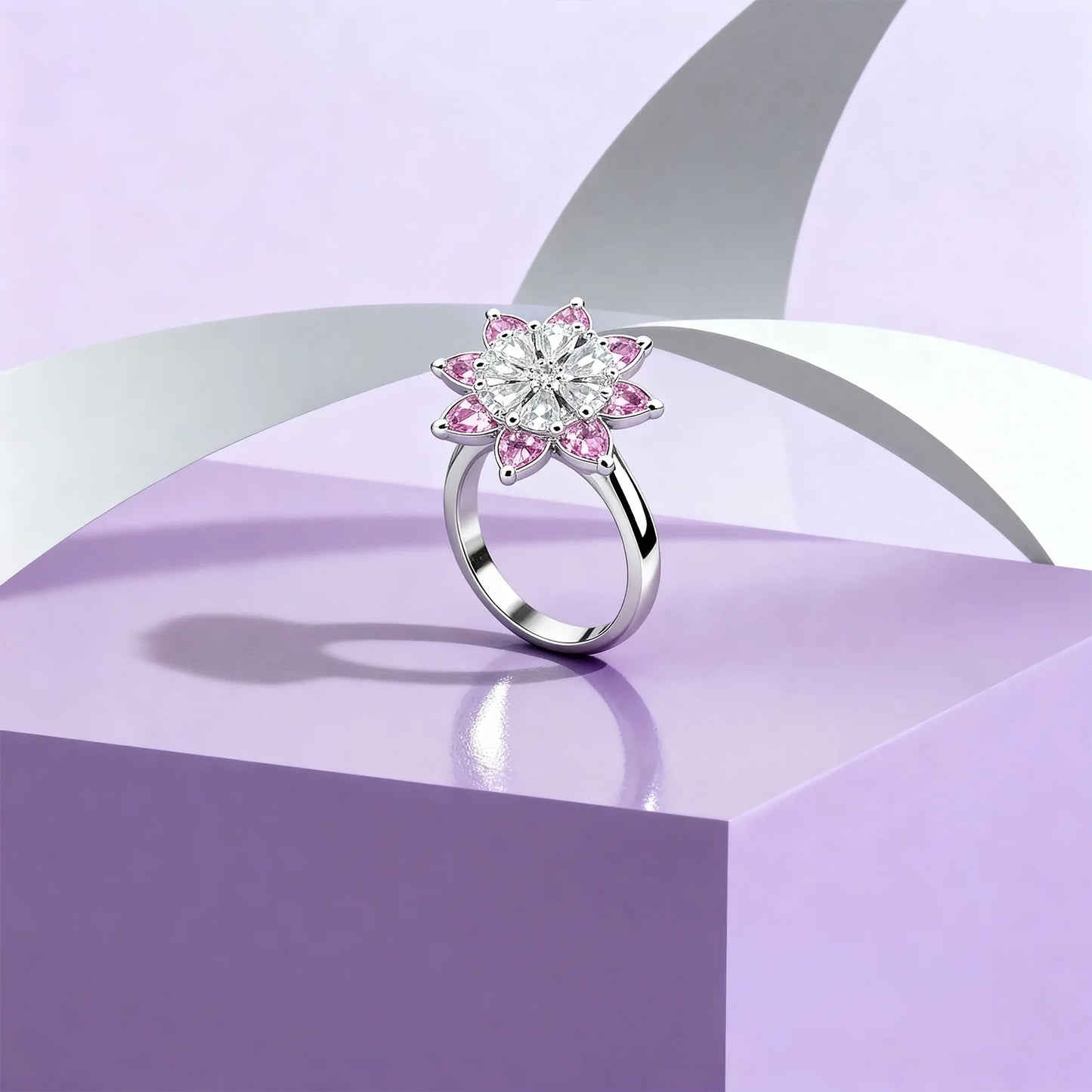 Solitaire Design Rodium Plated Silver Ring with AD Stones | Women’s Daily Wear & Party Wear Jewellery