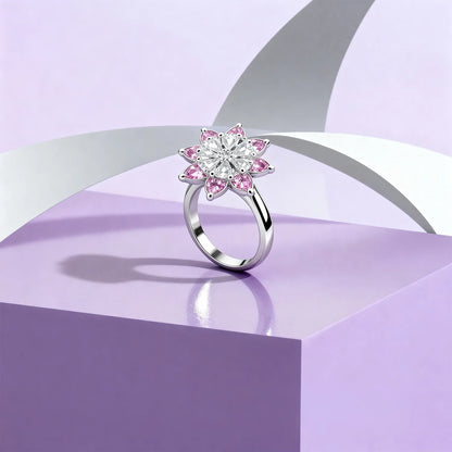 Solitaire Design Rodium Plated Silver Ring with AD Stones | Women’s Daily Wear & Party Wear Jewellery