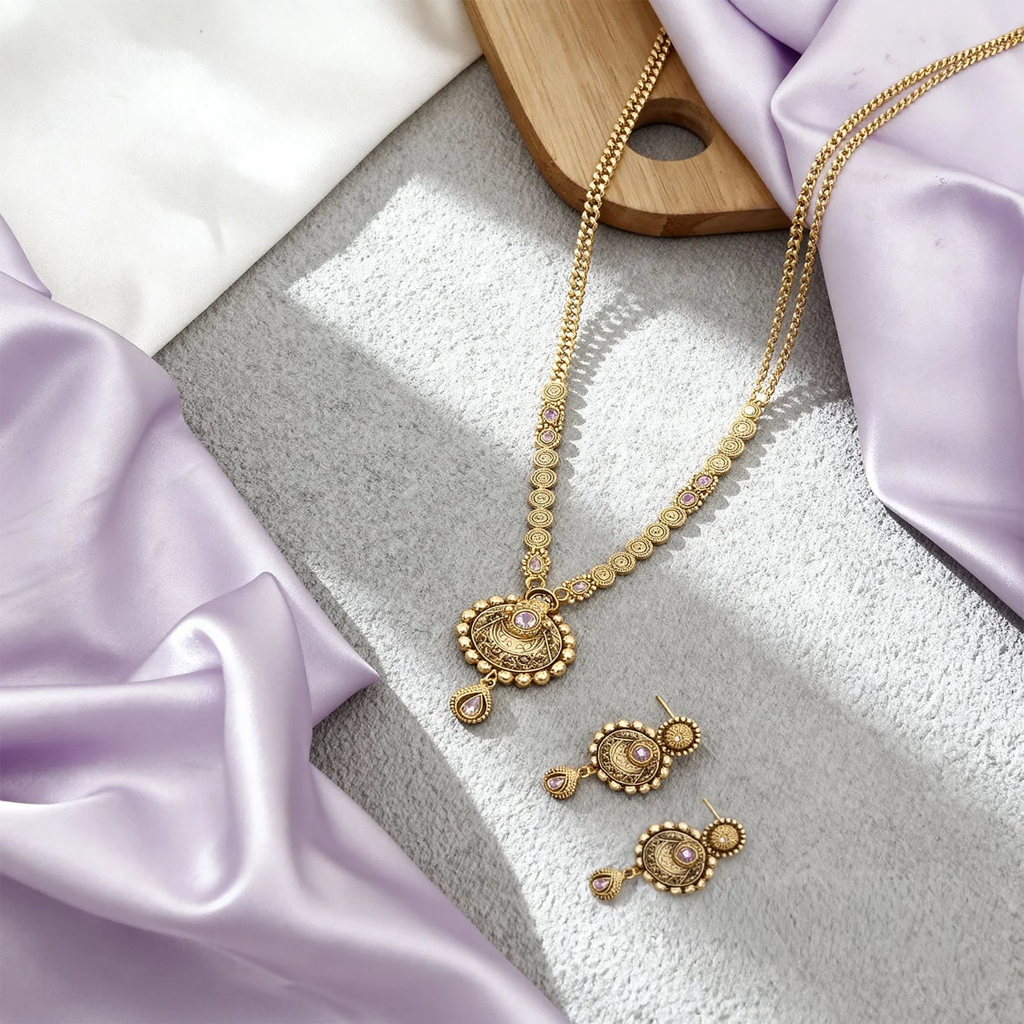 Elegant Gold-Plated Long Necklace Set 9