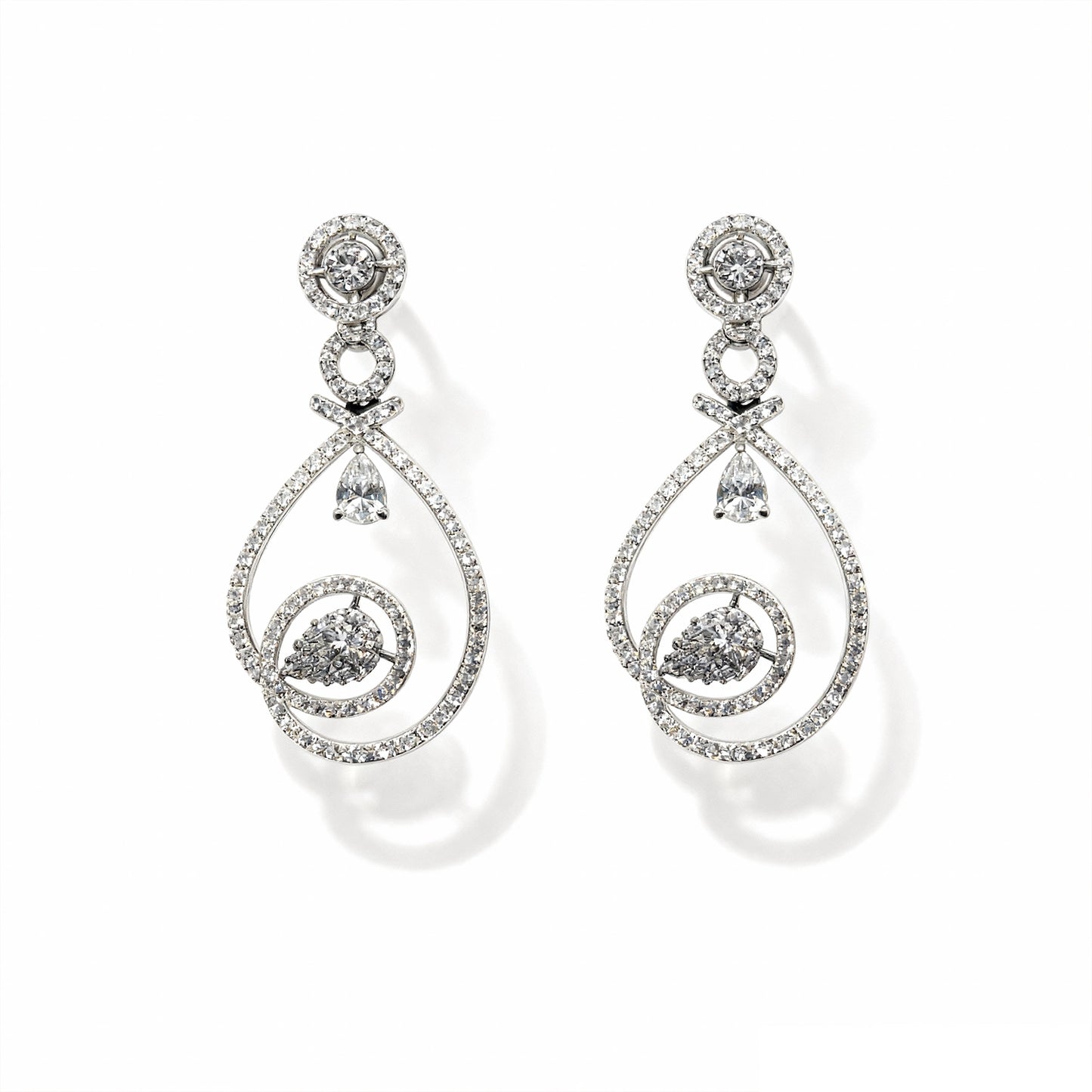 Shyneva Rhodium Plated AD Stone Earrings for Women | Elegant Silver Jewellery 1