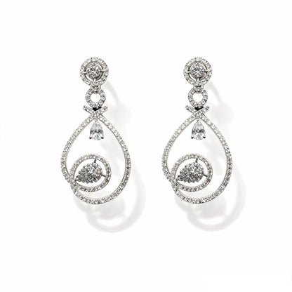 Shyneva Rhodium Plated AD Stone Earrings for Women | Elegant Silver Jewellery 1