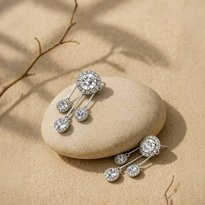 Shyneva Rhodium Plated AD Stone Earrings for Women | Elegant Silver Jewellery 22