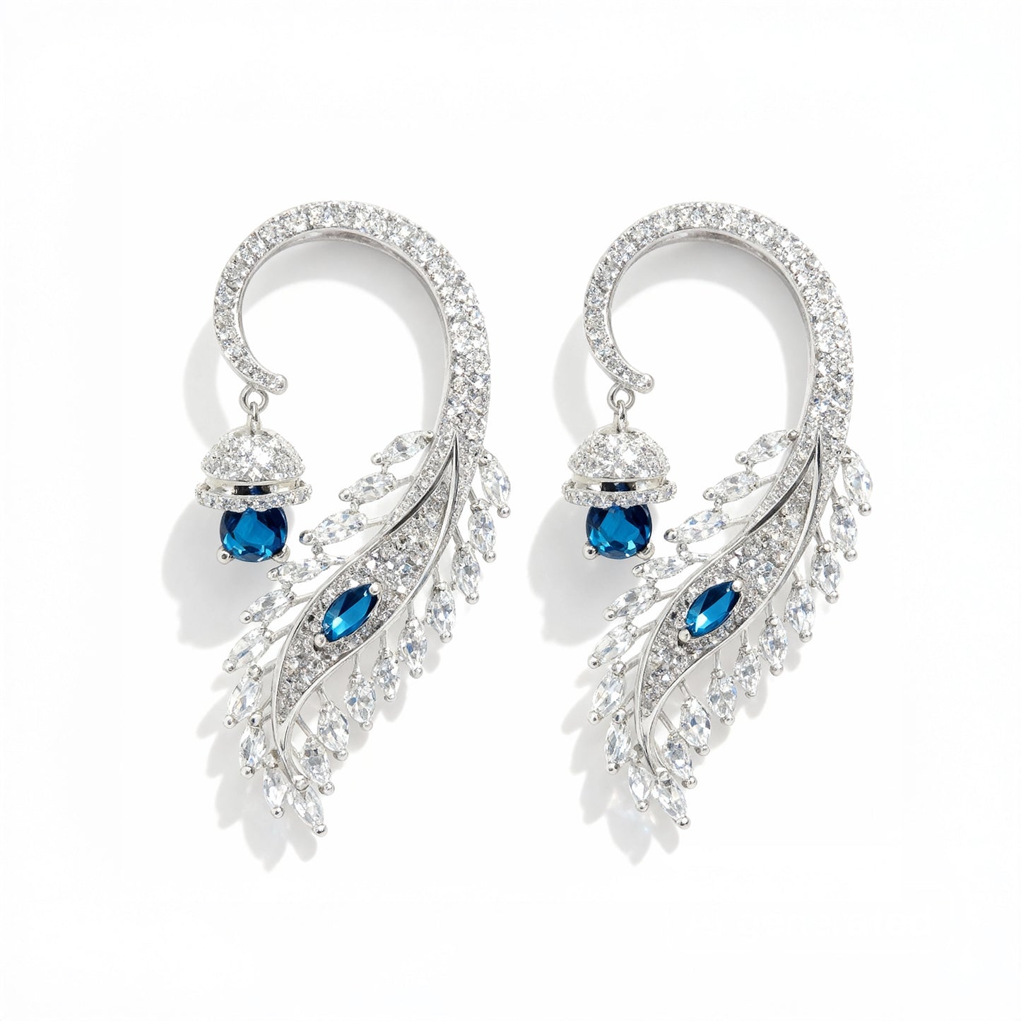 Shyneva Rhodium Plated AD Stone Earrings for Women | Elegant Silver Jewellery 35